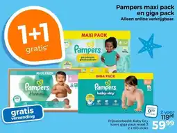 Trekpleister Pampers maxi pack en giga pack Alleen online verkrijgbaar. aanbieding