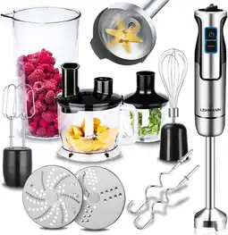 Amazon Lehmann Chopsui 1200W Multifunctionele Handblender met Turbofunctie en Snelheidsregeling, Zilver aanbieding