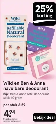 Etos Wild en Ben & Anna navulbare deodorant aanbieding