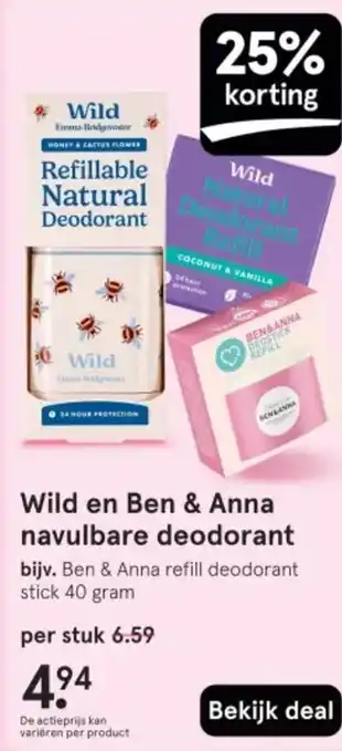 Etos Wild en Ben & Anna navulbare deodorant aanbieding