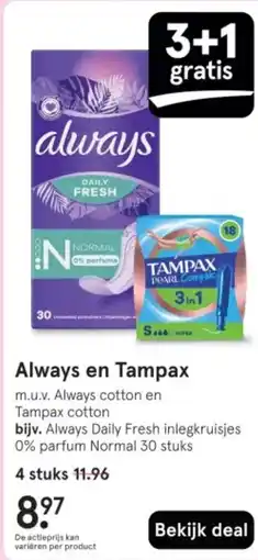 Etos Always en Tampax aanbieding