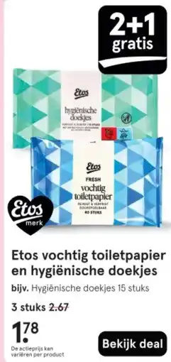 Etos Etos vochtig toiletpapier en hygiënische doekjes aanbieding