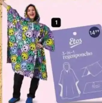 Etos Etos festival 3 in 1 regenponcho smile aanbieding