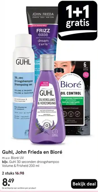 Etos Guhl, John Frieda en Bioré aanbieding