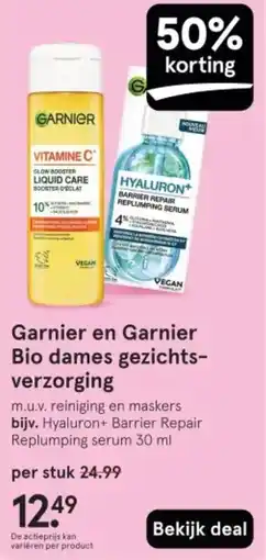 Etos Garnier en Garnier Bio dames gezichts verzorging aanbieding