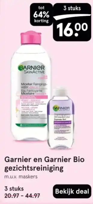 Etos Garnier en Garnier Bio gezichtsreiniging aanbieding