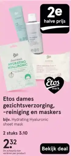 Etos Etos dames gezichtsverzorging, reiniging en maskers aanbieding