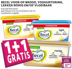 Coop Becel voor op brood, yoghurtdrink, lekker romig en, of vloeibaar aanbieding