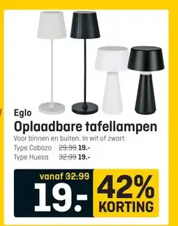 Hubo Eglo Oplaadbare tafellampen aanbieding