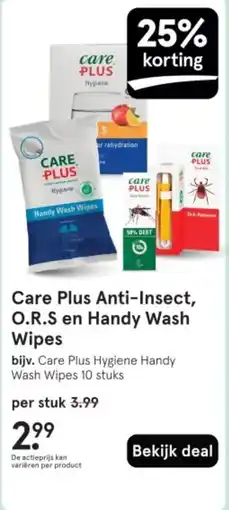 Etos Care Plus Anti Insect, O.R.S en Handy Wash Wipes aanbieding