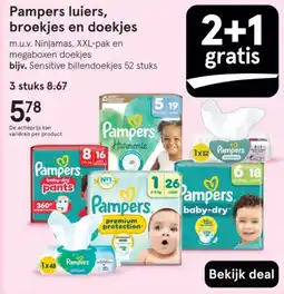 Etos Pampers luiers, broekjes en doekjes aanbieding