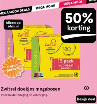 Etos Zwitsal doekjes megaboxen aanbieding