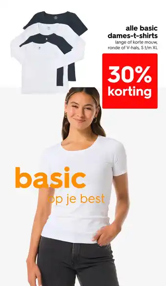 HEMA Alle basic dames t-shirts aanbieding