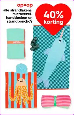 HEMA Alle strandlakens, microvezel handdoeken en strandponcho's aanbieding