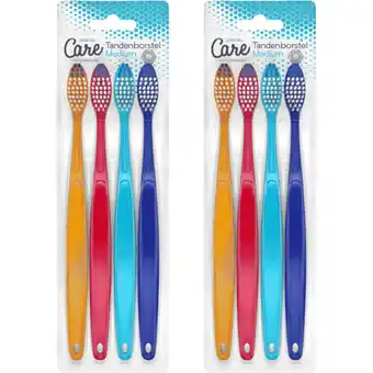Albert Heijn Care Tandenborstels medium 4 pack 2-pack aanbieding