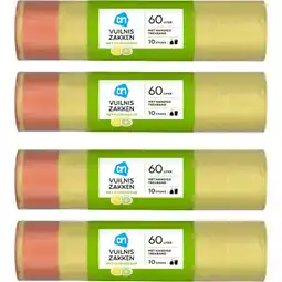 Albert Heijn AH Vuilniszakken trekband 60l citrus 4-pack aanbieding
