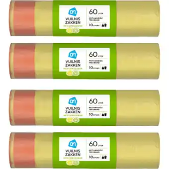 Albert Heijn AH Vuilniszakken trekband 60l citrus 4-pack aanbieding