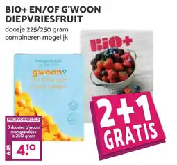 De Boerenschuur Bio+ en g'woon diepvriesfruit aanbieding