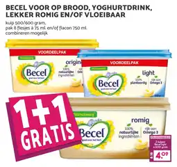 De Boerenschuur Becel voor op brood, yoghurtdrink, lekker romig en vloeibaar aanbieding