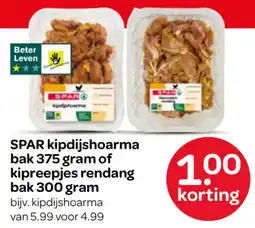 Spar Spar kipdijshoarma of kipreepjes rendang aanbieding