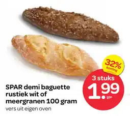 Spar Spar demi baguette rustiek wit of meergranen aanbieding