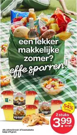Spar alle Johma brood of toastsalades aanbieding
