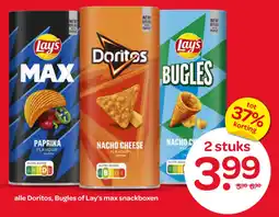 Spar Alle doritos, bugles of lay's max snackboxen aanbieding