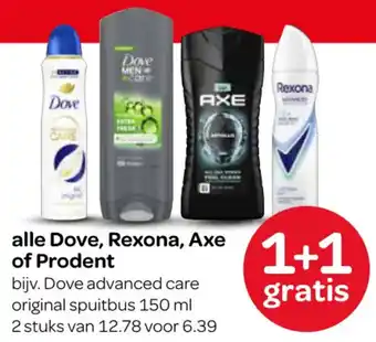 Spar Alle Dove, Rexona, Axe of Prodent aanbieding