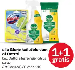 Spar Alle Glorix toiletblokken of Dettol aanbieding