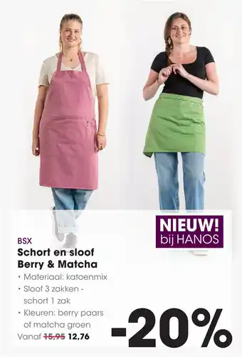 HANOS BSX Schort en sloof Berry & Matcha aanbieding