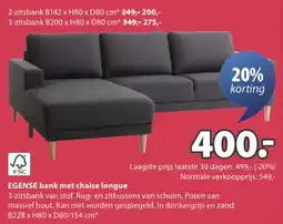 Jysk Egense bank met chaise longue aanbieding