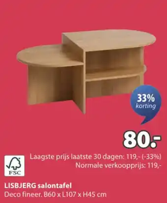 Jysk Lisbjerg salontafel aanbieding