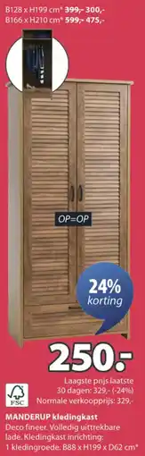 Jysk Manderup kledingkast aanbieding