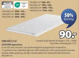Jysk Dreamzone kvisten topmatras aanbieding