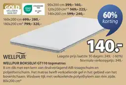 Jysk Wellpur bokselvi GT110 topmatras aanbieding