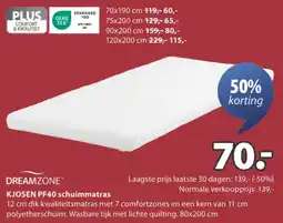 Jysk Dreamzone kjosen PF40 schuimmatras aanbieding