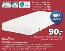 Jysk Dreamzone stria PS25 springveermatras aanbieding