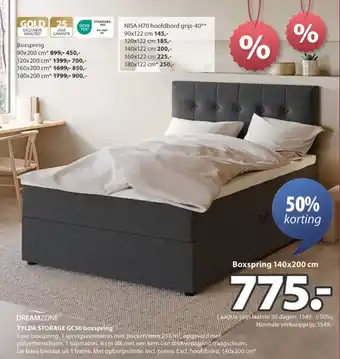 Jysk Dreamzone tylda storage GC50 boxspring aanbieding