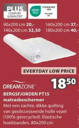 Jysk Dreamzone bergsfjorden PT15 matrasbeschermer aanbieding