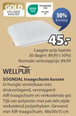 Jysk Wellpur sogndal traagschuim kussen aanbieding