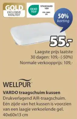 Jysk Wellpur vardo traagschuim kussen aanbieding