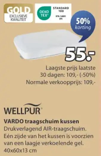 Jysk Wellpur vardo traagschuim kussen aanbieding