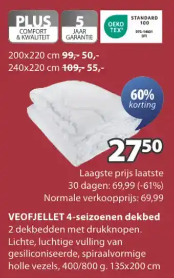 Jysk Veofjellet 4 seizoenen dekbed aanbieding