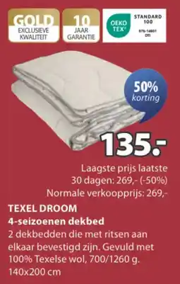 Jysk Texel droom 4 seizoenen dekbed aanbieding
