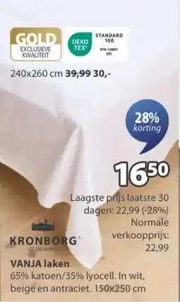 Jysk Kronborg vanja laken aanbieding