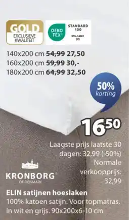 Jysk Kronborg elin satijnen hoeslaken aanbieding