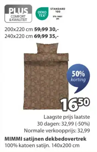 Jysk Mimmi satijnen dekbedovertrek aanbieding