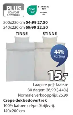Jysk Crepe dekbedovertrek aanbieding