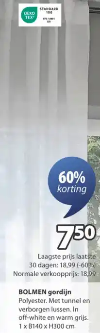 Jysk Bolmen gordijn aanbieding