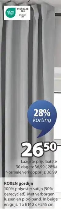 Jysk Roxen gordijn aanbieding